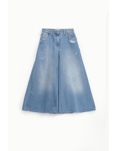 Jupe-culotte en denim délavé avec abrasions –...