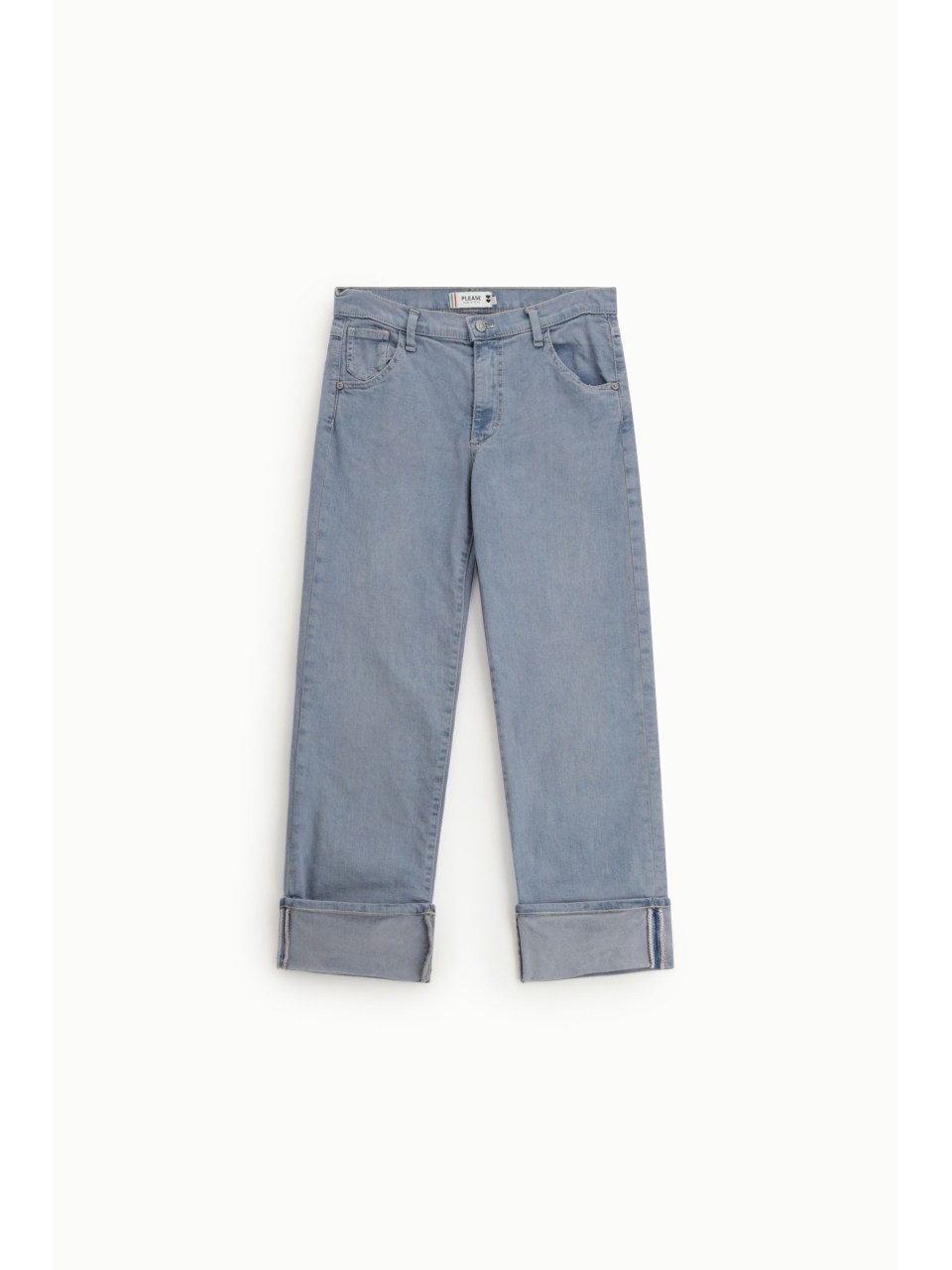 Jean droit delavage clair avec revers large – Please Lyon