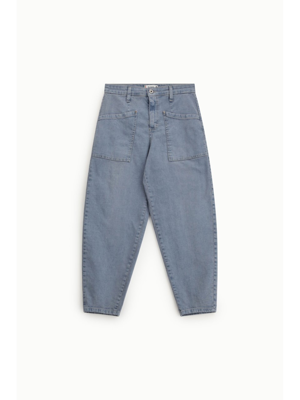 Jean ballon à grandes poches avant en denim clair –...