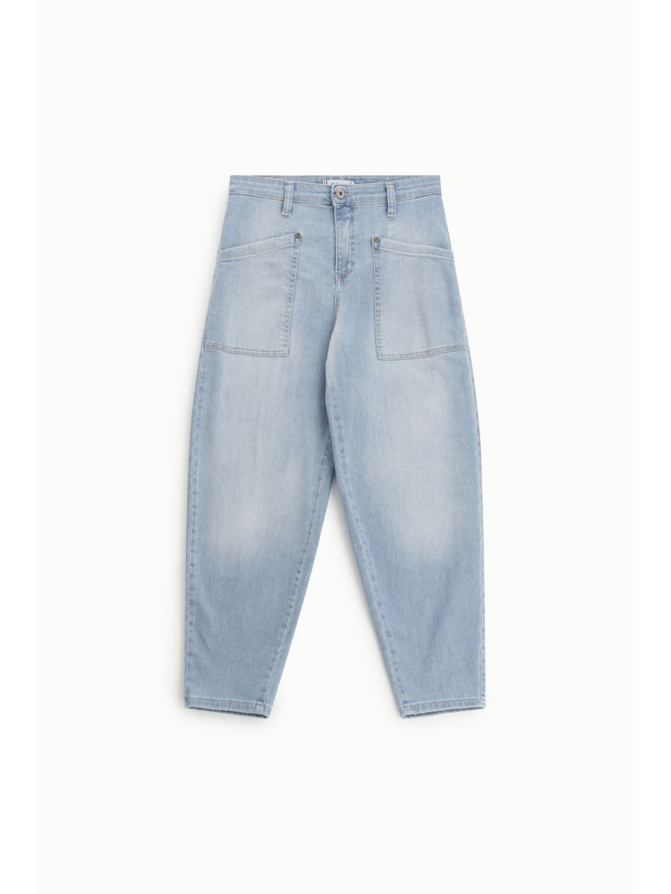 Jean ballon à grandes poches avant en denim clair –...