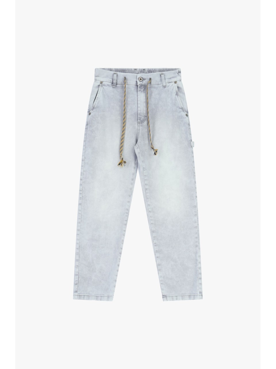 Pantalon relaxed fit en denim gris neige avec ceinture  –...