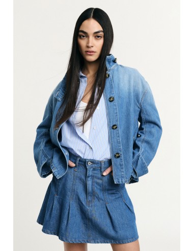 Veste en jean coupe large à boutons en denim...