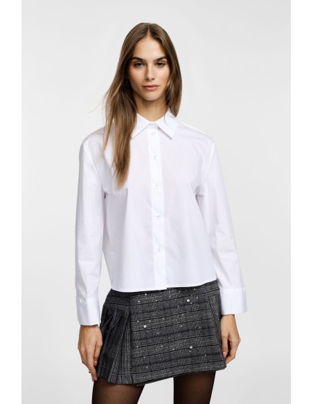 Chemise cropped col classique et poignets larges - Please