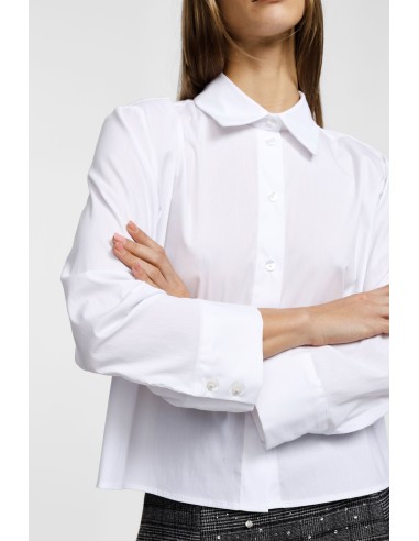 Chemise cropped col classique et poignets...