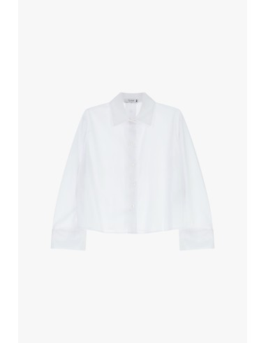 Chemise cropped col classique et poignets...
