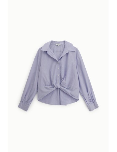 Chemise longue nouée devant à manches longues -...