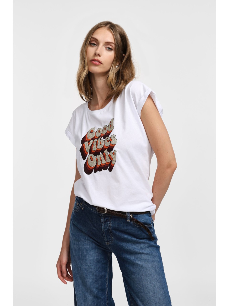 T-shirt print good vibes – Please Femme