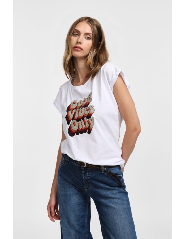 T-shirt print good vibes – Please Femme