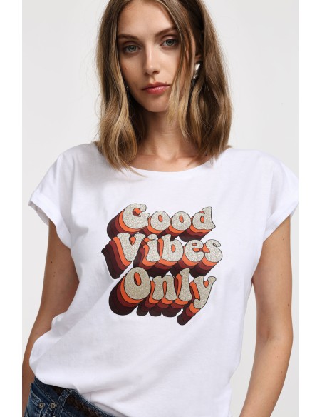 T-shirt print good vibes – Please Femme