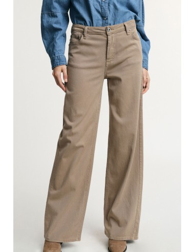 Pantalon large taille haute cinq poches en...