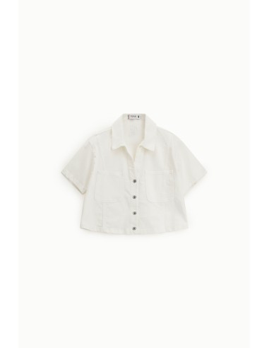 Chemise cropped manches courtes à poches...