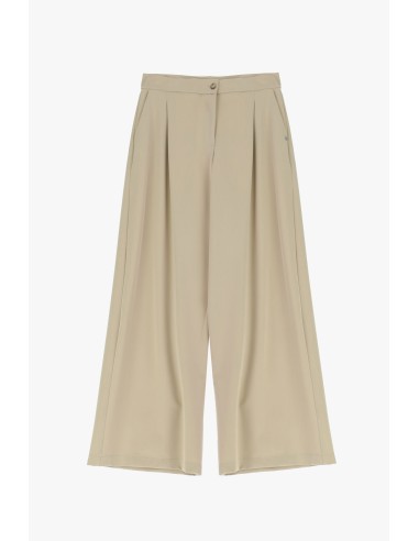 Pantalon palazzo taille haute à pinces fluide -...