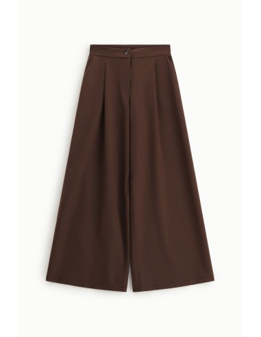 Pantalon palazzo taille haute à pinces fluide -...