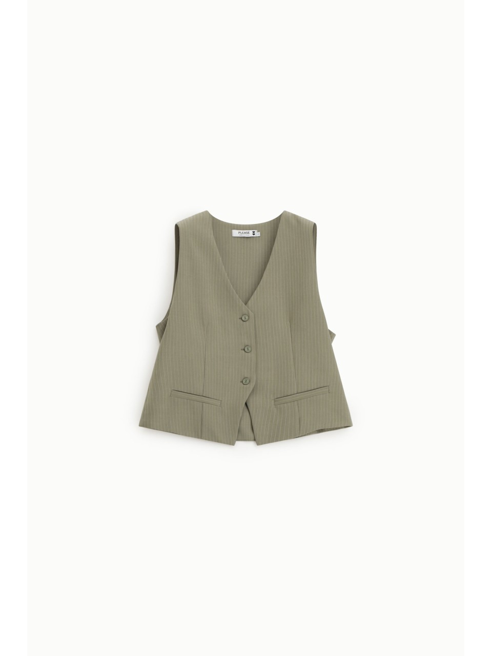 Gilet tailleur rayé boutonné avec martingale dos - Please 2