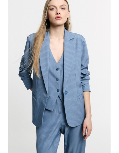 Blazer tailleur rayé coupe droite un bouton -...
