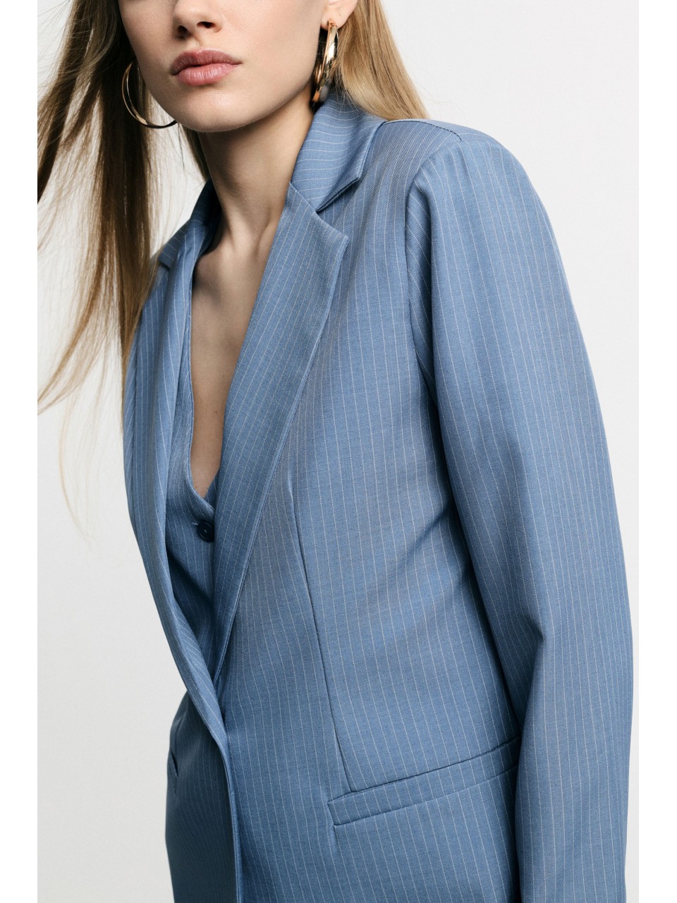 Blazer tailleur rayé coupe droite un bouton - Please 2