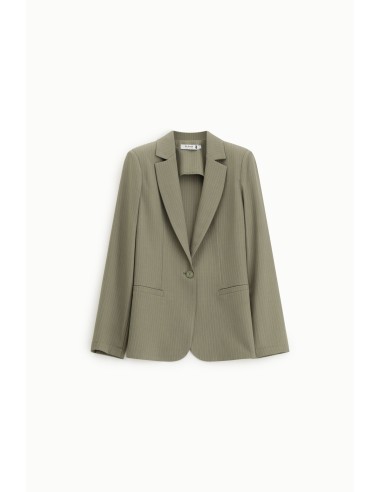 Blazer tailleur rayé coupe droite un bouton -...