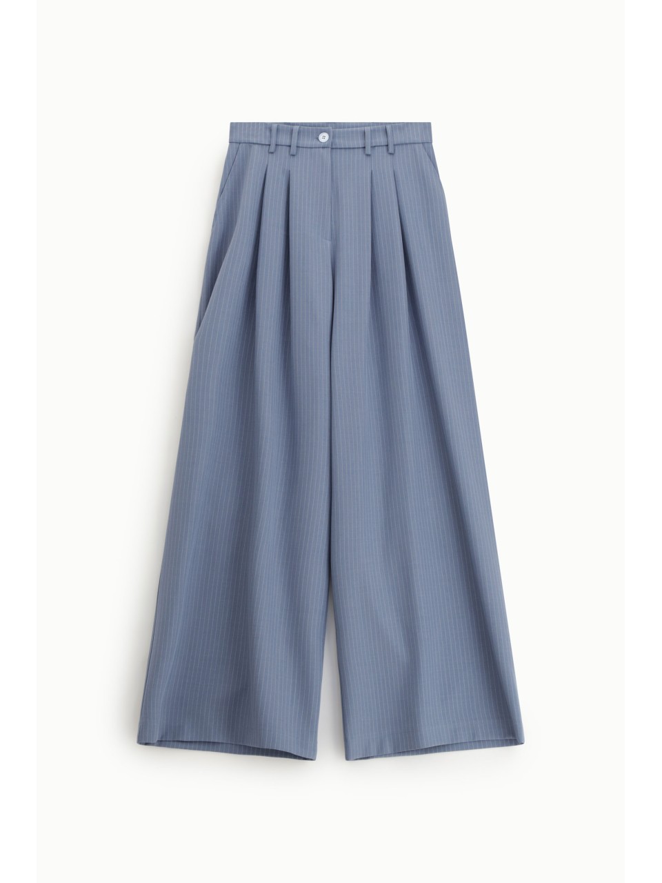 Pantalon palazzo rayé taille haute à plis - Please