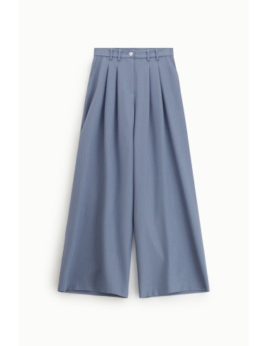 Pantalon palazzo rayé taille haute à plis - Please