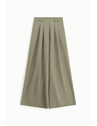 Pantalon palazzo rayé taille haute à plis - Please