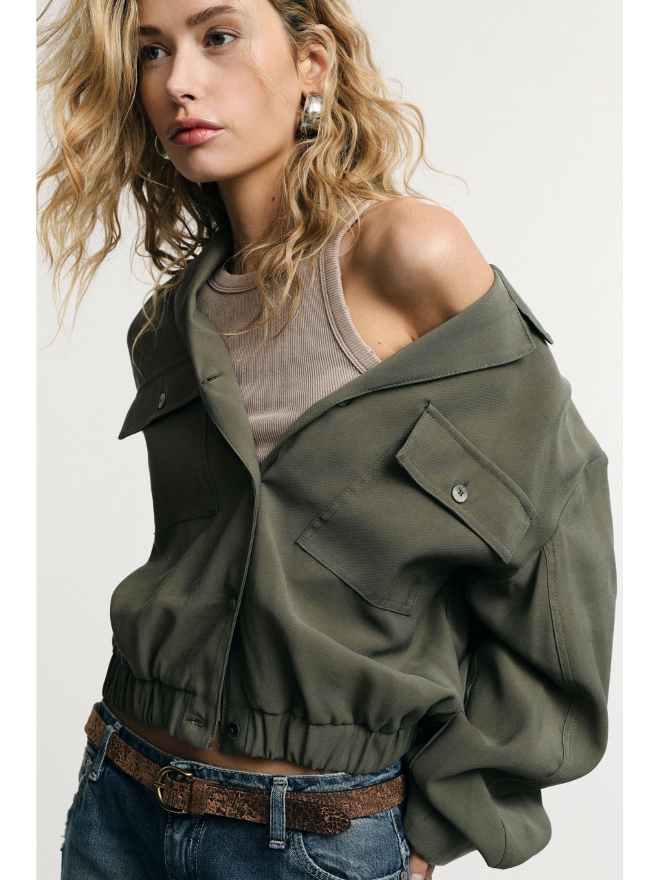 Please — Chemise cropped à poches poitrine