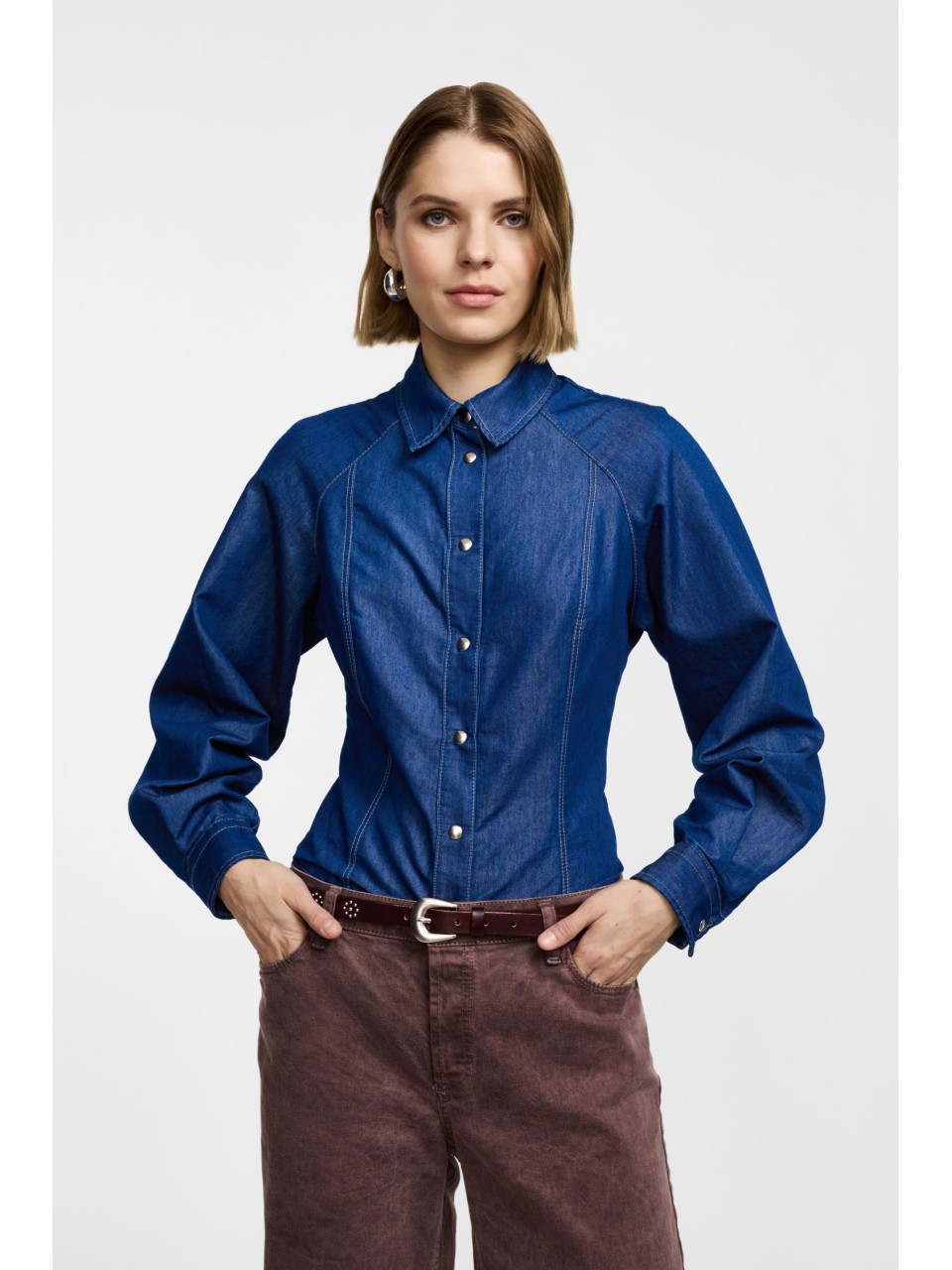 Please Femme — Chemise en jean à coutures structurées