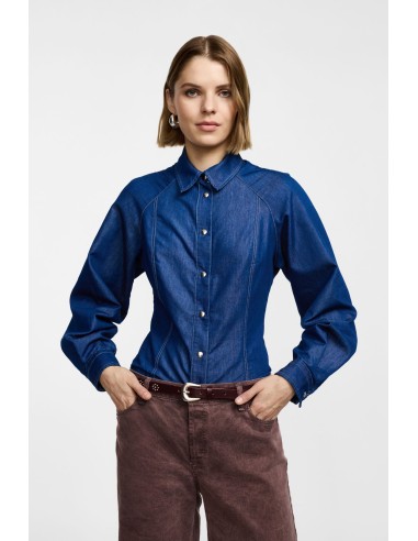 Please Femme — Chemise en jean à coutures...