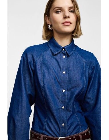 Please Femme — Chemise en jean à coutures...