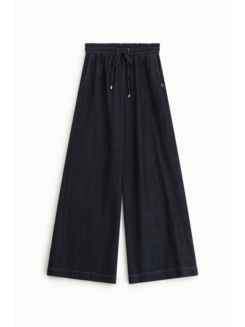 Please Femme — Pantalon palazzo en denim brut taille...