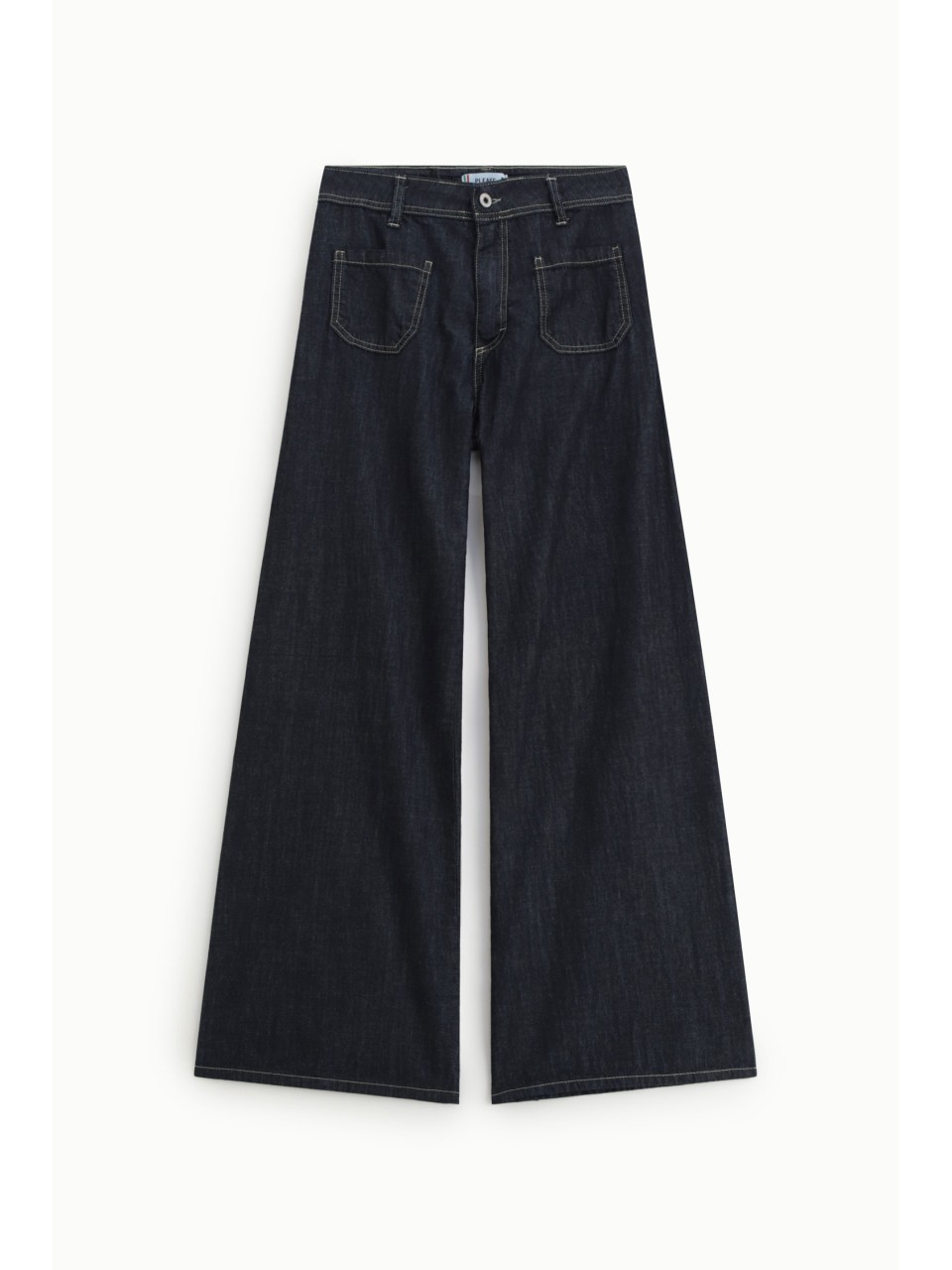 Please Femme — Jean jambe large en denim brut à poches...