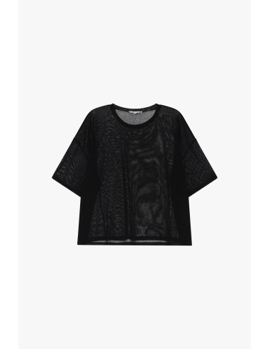 T-shirt ample en piqué de viscose et lurex -...