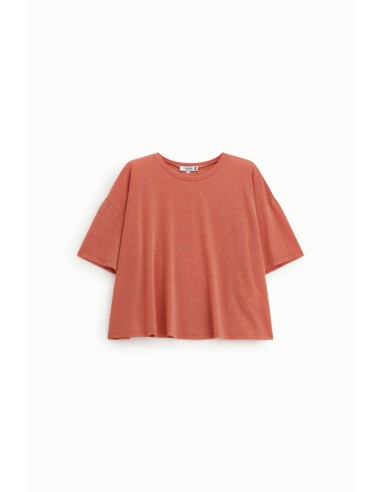 T-shirt ample en piqué de viscose et lurex -...