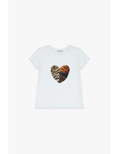 T-shirt coupe droite – détail cœur animalier