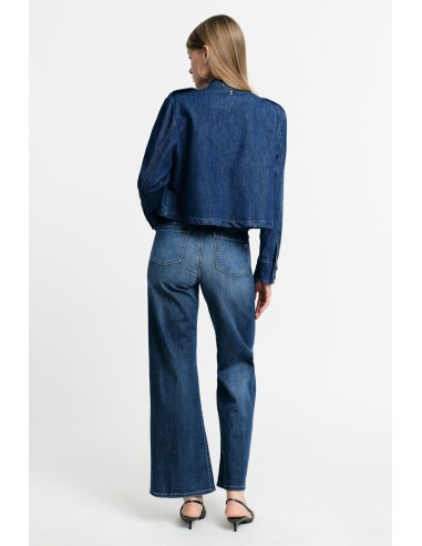 Please Femme jean flare à poches plaquées en...