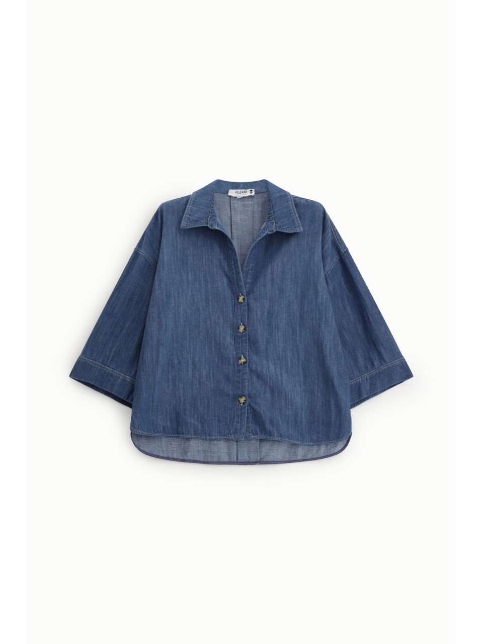 PLEASE Femme – Chemise oversize en jean manches larges