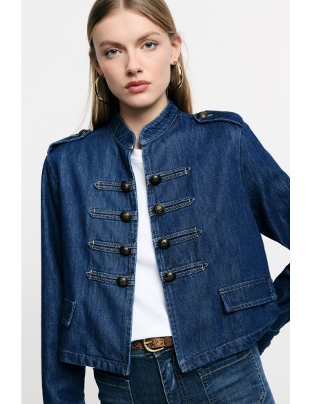 PLEASE Femme – Veste officier courte en denim