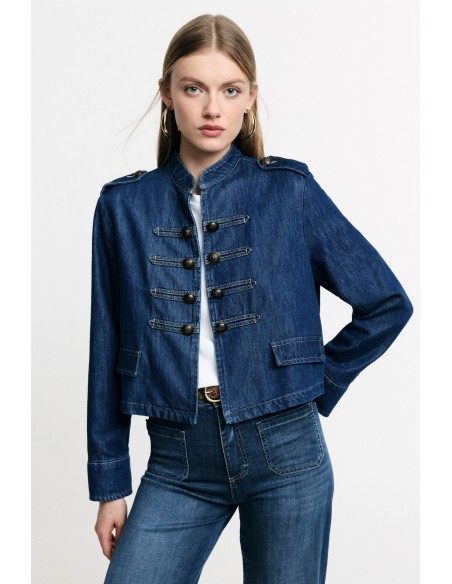 PLEASE Femme – Veste officier courte en denim