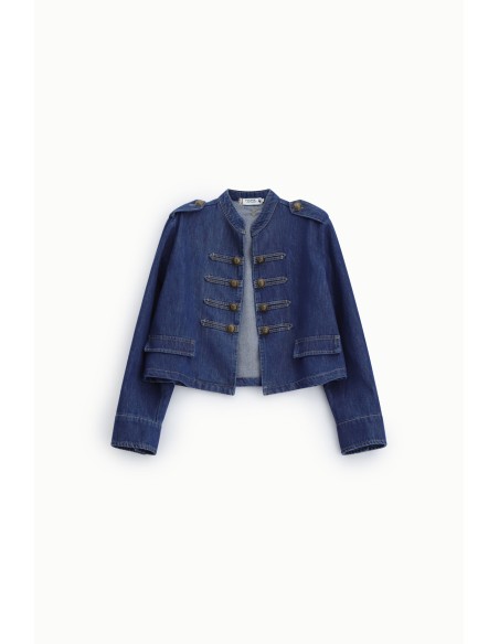 PLEASE Femme – Veste officier courte en denim