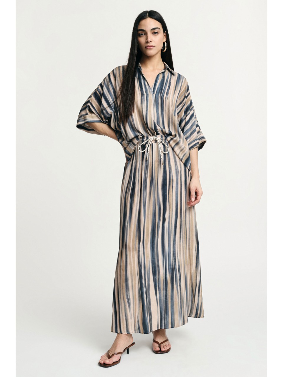 PLEASE Femme – Jupe longue à rayures taille haute