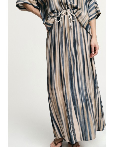 PLEASE Femme – Jupe longue à rayures taille haute