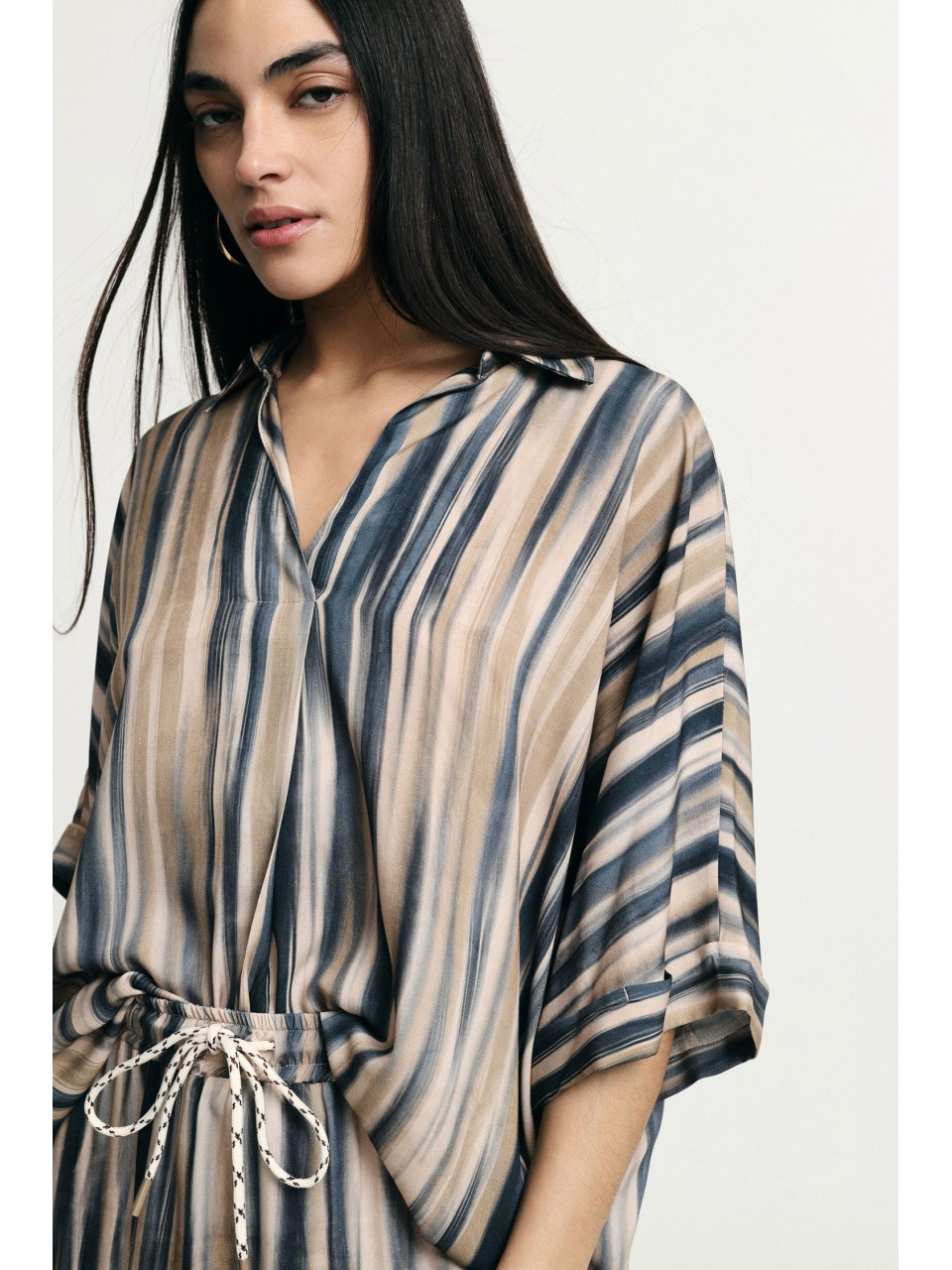 PLEASE Femme – Chemise à rayures manches larges 2