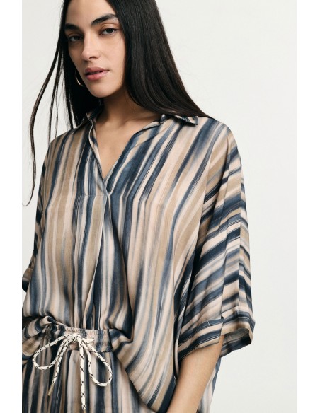 PLEASE Femme – Chemise à rayures manches larges