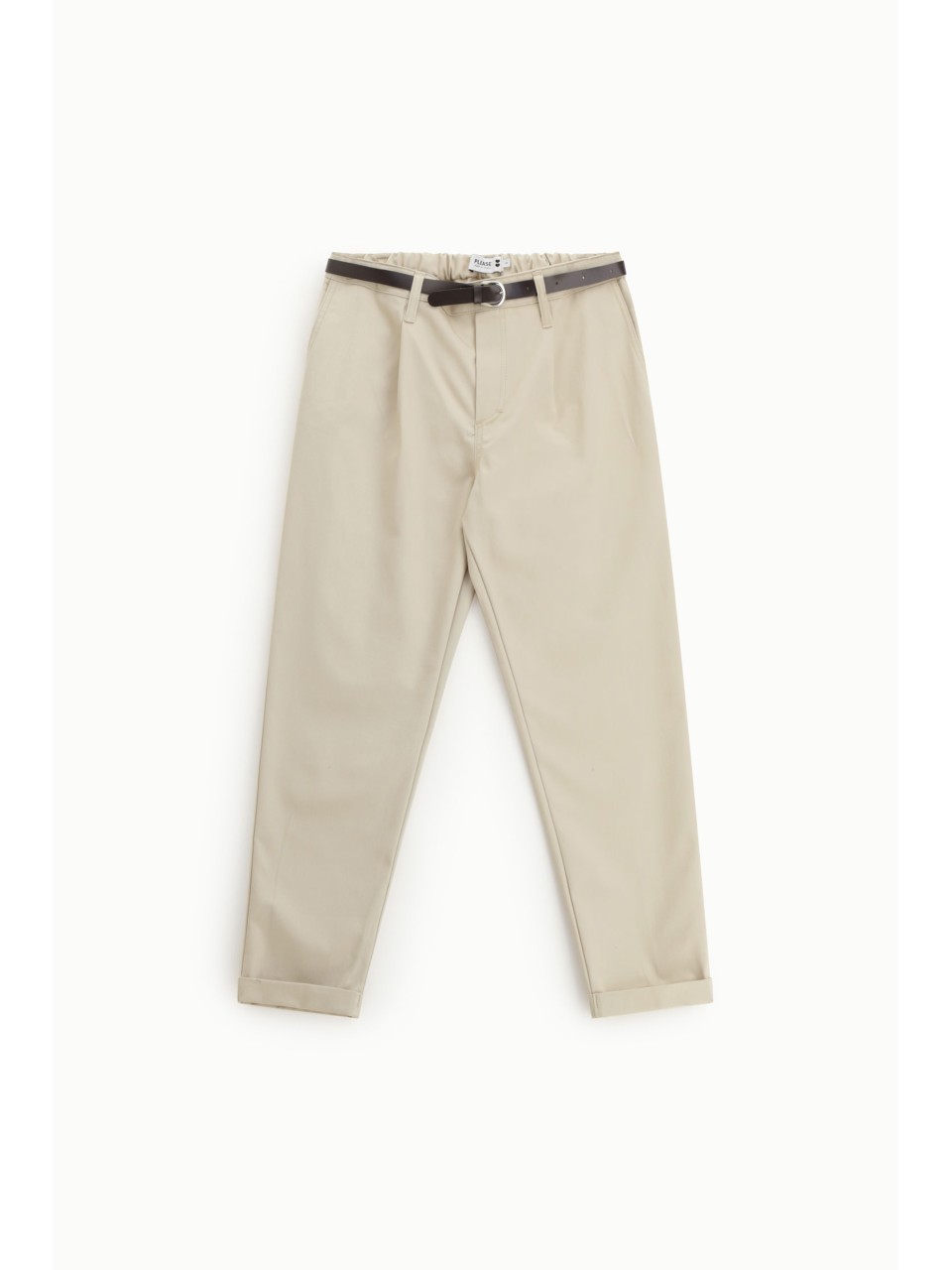 PLEASE Femme – Pantalon chino taille haute avec ceinture