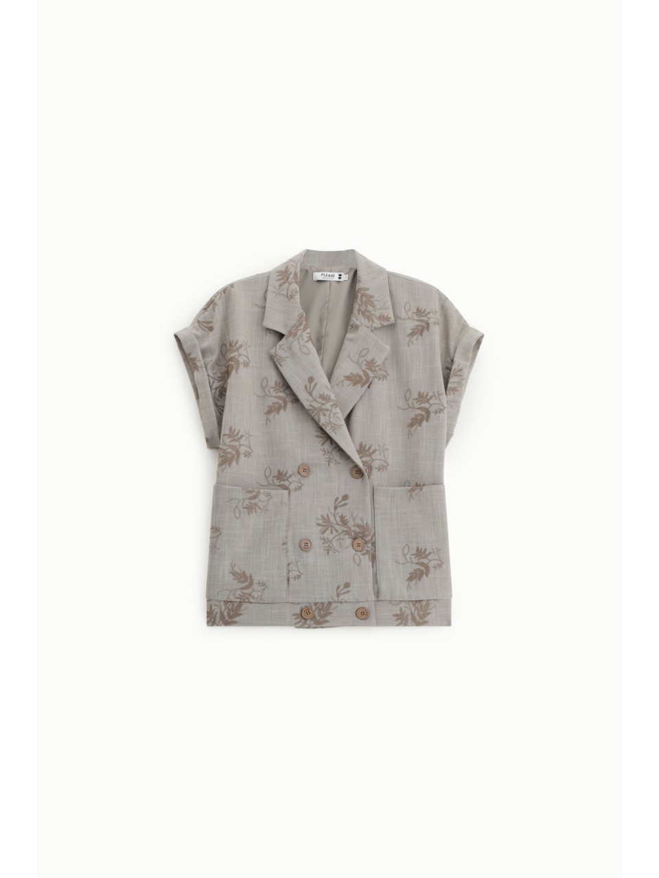 PLEASE Femme – Blazer croisé manches courtes broderie...