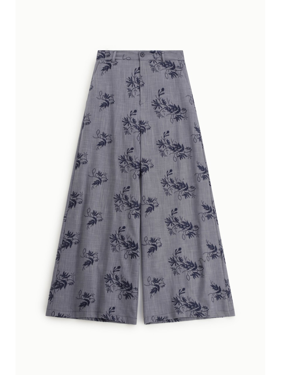 PLEASE Femme – Pantalon palazzo floral en drap chiné