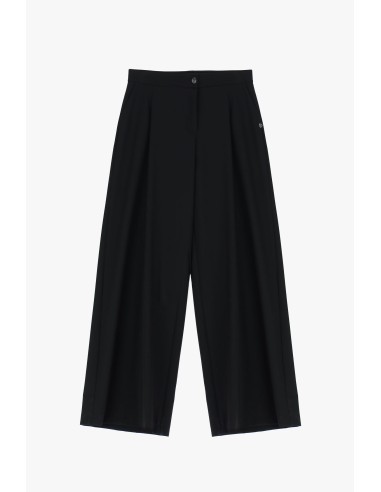 Pantalon palazzo taille haute à pinces fluide -...