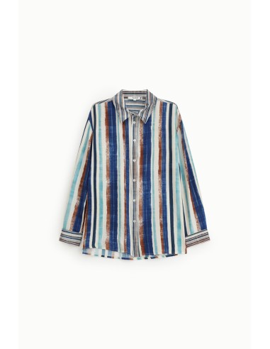 Chemise à rayures verticales manches longues –...