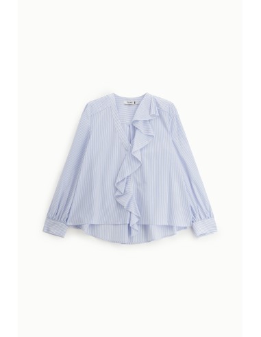 Blouse à rayures volant frontal – Please Femme