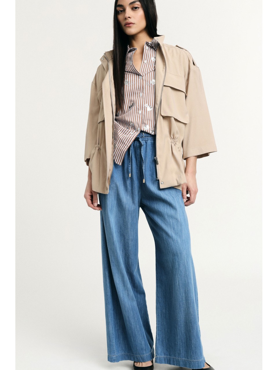 Jean large taille haute élastique – Please Femme