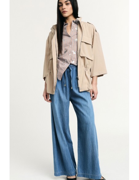 Jean large taille haute élastique – Please Femme